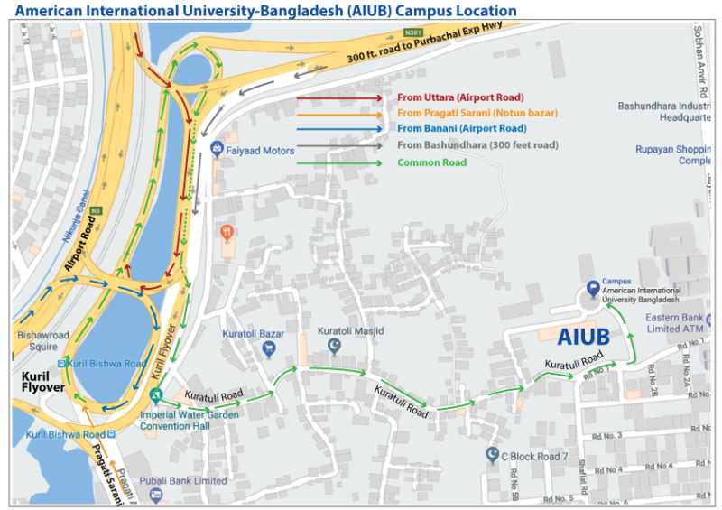 AIUB Campus Location Map